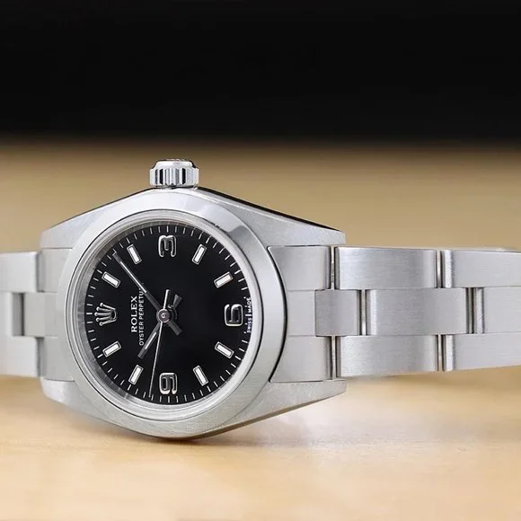 PAPERS! Rolex Oyster Ladies Black 24mm Watch! MINT! SALE! - Picture 2 of 10